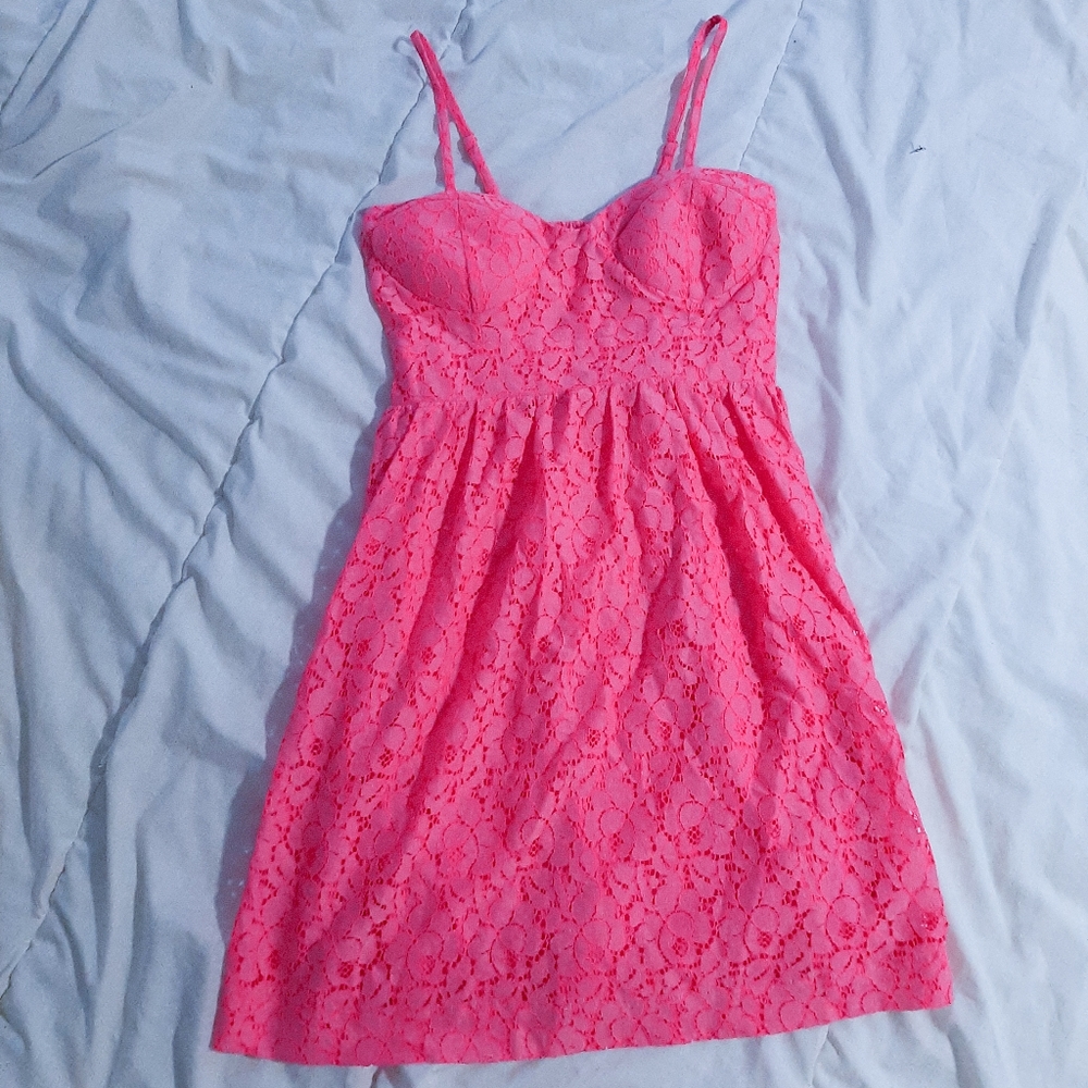 bluenotes neon pink mini dress